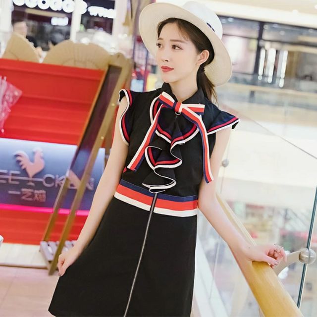 Đầm suông tay lỡ phối viền bèo có khóa hàng thiết kế Quảng Châu | BigBuy360 - bigbuy360.vn
