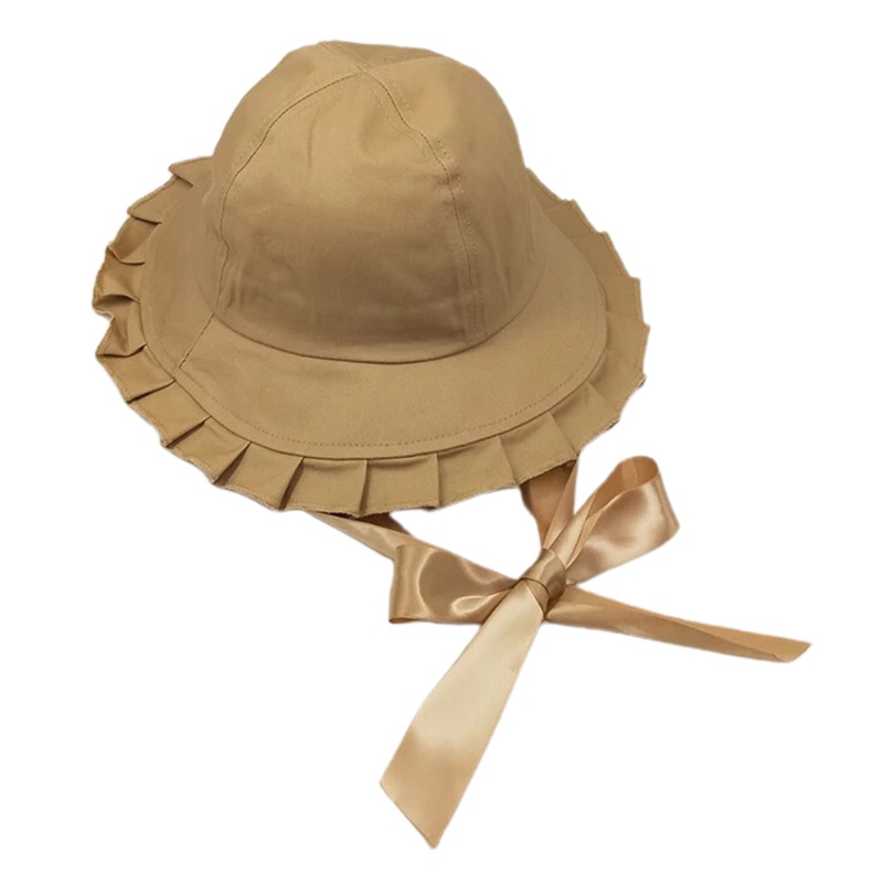 Nón Tai Bèo Vải Satin Phối Ruy Băng Thắt Nơ Xinh Xắn Thời Trang Đi Biển Mùa Hè