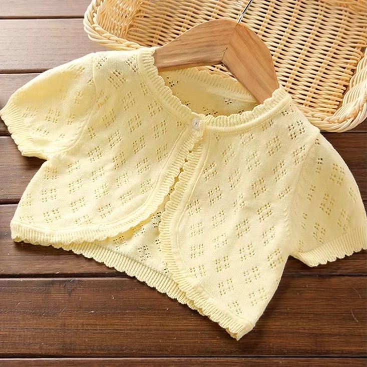 Áo Khoác Cardigan Dệt Kim Mỏng Chống Nắng Thời Trang Mùa Hè Cho Bé Gái