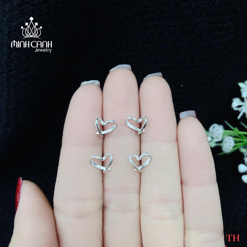 Khuyên Tai Bạc Nữ Trái Tim 3D - Minh Canh Jewelry