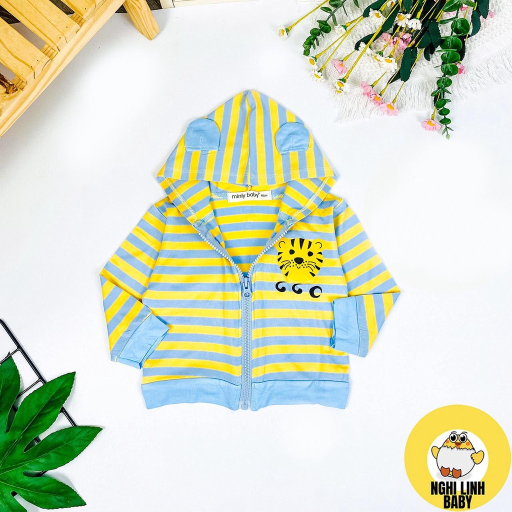 Áo Khoác cho bé gái và bé trai Minly Baby sọc dệt Visco từ 7-28kg - Nghi Linh Baby
