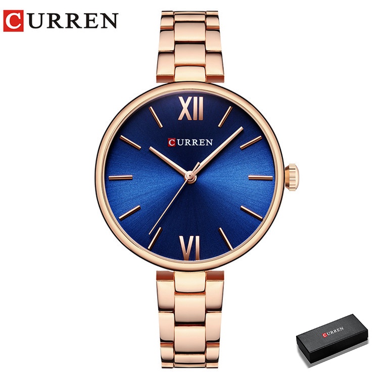 Đồng hồ đeo tay quartz Curren 9017 có dây đeo bằng thép không gỉ phong cách sang trọng hợp thời trang cho nữ thumbnail