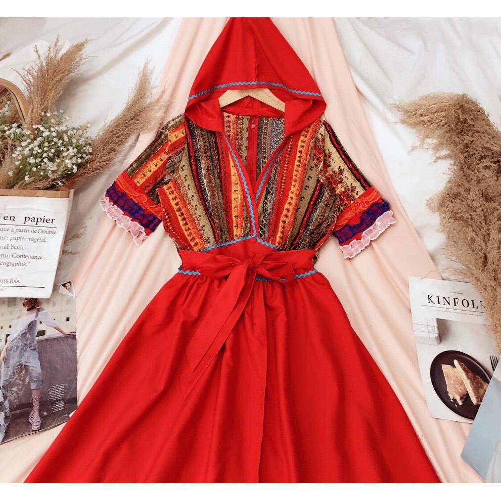 ĐẦM MAXI KÈM NÓN SỐNG ẢO