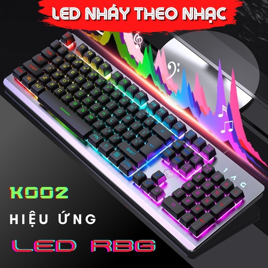 (LED NHÁY THEO NHẠC) Combo Bộ Bàn Phím Gaming 1AC K002, Tai nghe Gaming Led Có MIC, Chuột Gaming Led RBG G3Pro