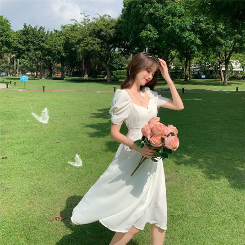 [Mã FATHANG5 giảm 10K đơn 50K] Đầm trắng xòe dự tiệc dây chéo ulzzang siêu siêu phẩm | BigBuy360 - bigbuy360.vn