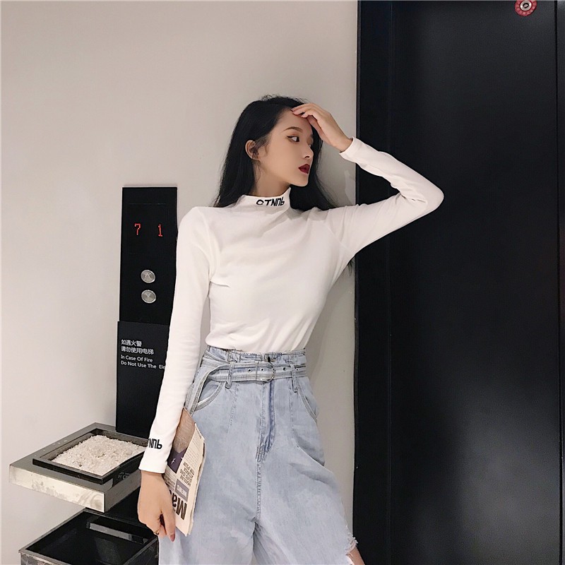 ÁO GIỮ NHIỆT  TRƠN DÀI TAY - ÁO CỔ LỌ THÊU CHỮ QUẢNG CHÂU DÀI TAY COTTON freesize dưới 55kg | BigBuy360 - bigbuy360.vn