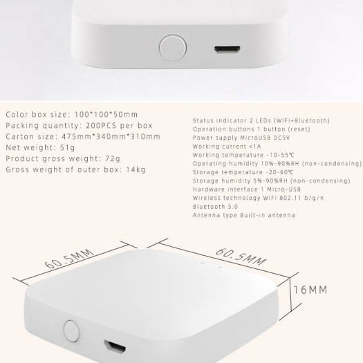 Trung tâm điều khiển nhà thông minh zigbee 3.0, Bộ trung tâm Zigbee 3.0 Bluetooh kết nối Wifi hệ Tuya