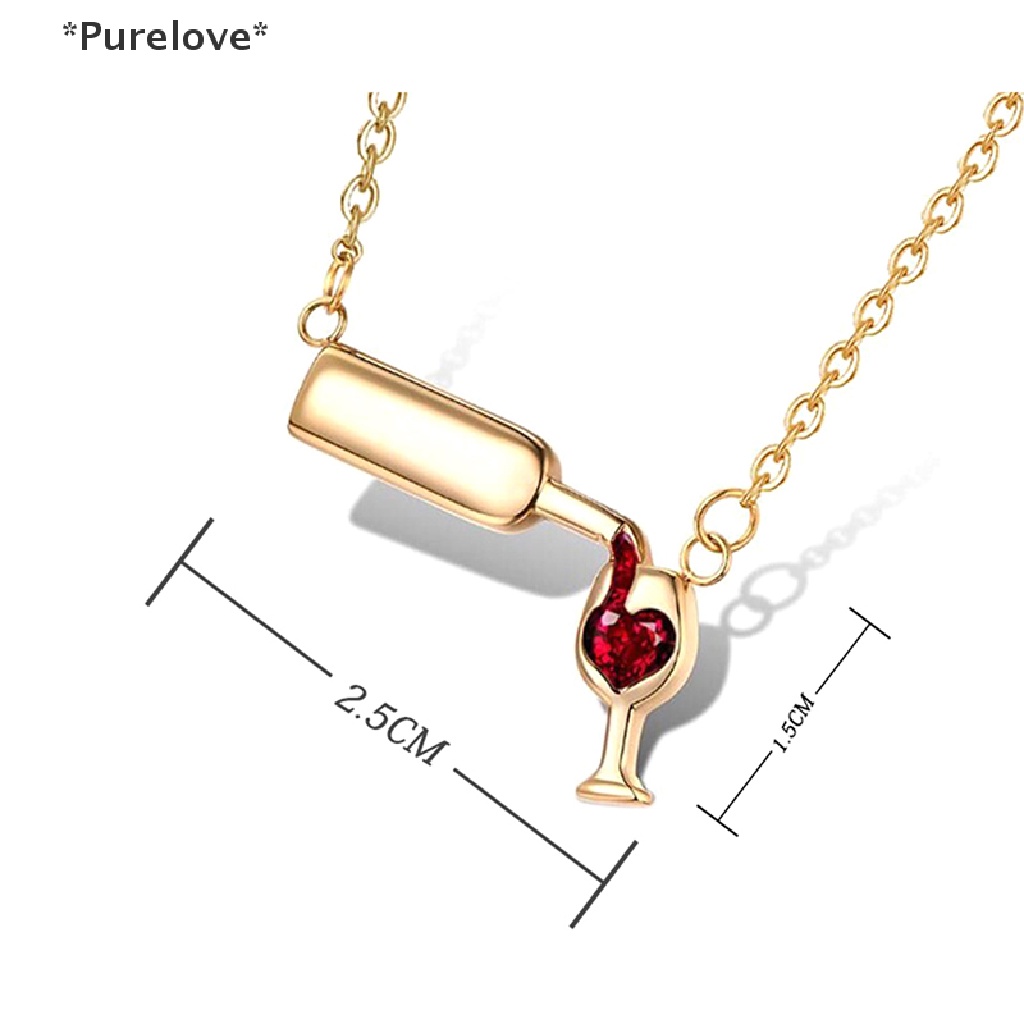 [Purelove] Vòng cổ Mặt Đá Pha Lê Hình Trái Tim Màu Rượu Vang Thời Trang Cho Nữ