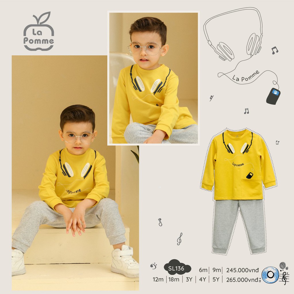 Bộ dài tay La Pomme chất liệu cotton ấm áp(SL136/SL236)