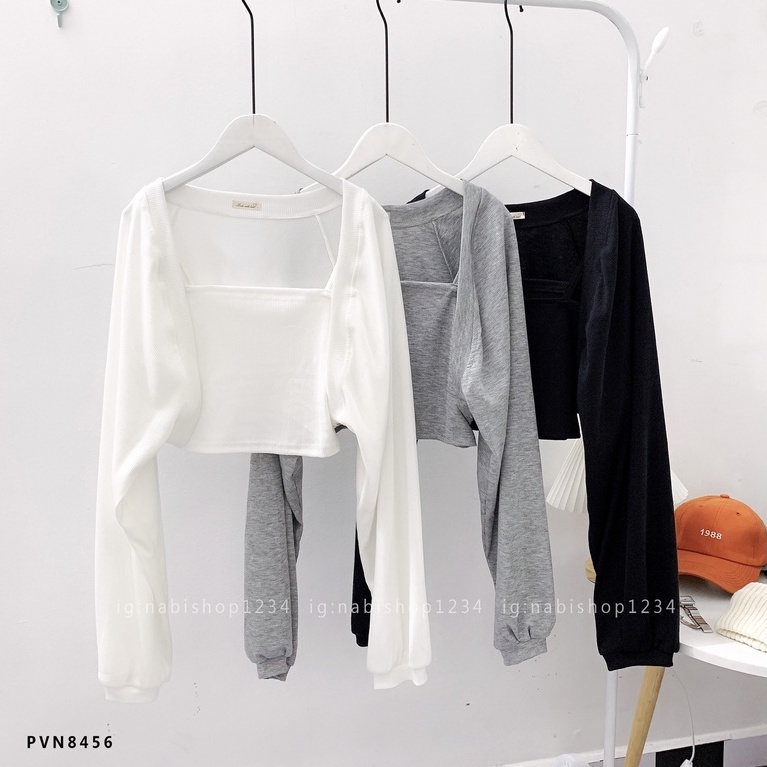 Set Áo Croptop Nữ Tay Dài Ulzzang Mã STD001 (ẢNH THẬT) - Nabishop1234