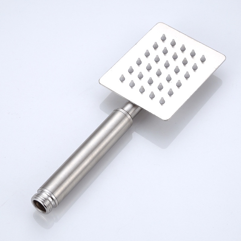 Đầu vòi hoa sen, tay sen INOX mờ vuông dẹt phù hợp với hầu hết mọi loại dây sen - QM.TS034