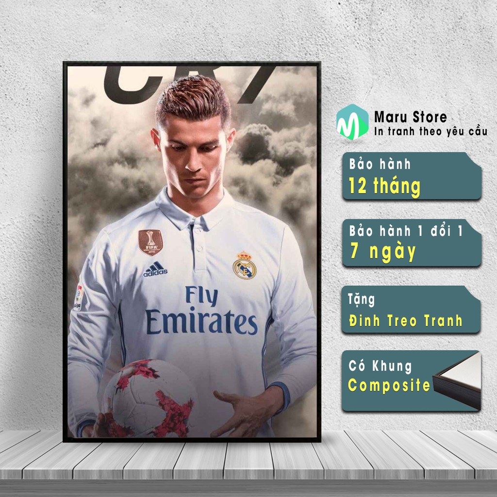 Tranh Cầu Thủ Bóng Đá Ronaldo Khi Ở Real, Chuyên Trang Trí Góc Gaming