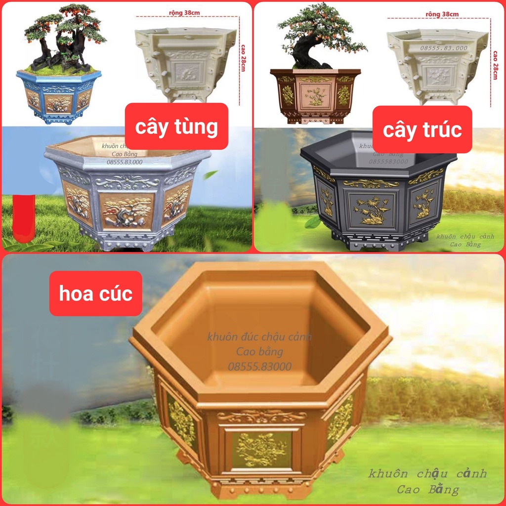 Khuôn đúc chậu cảnh lục giác 38
