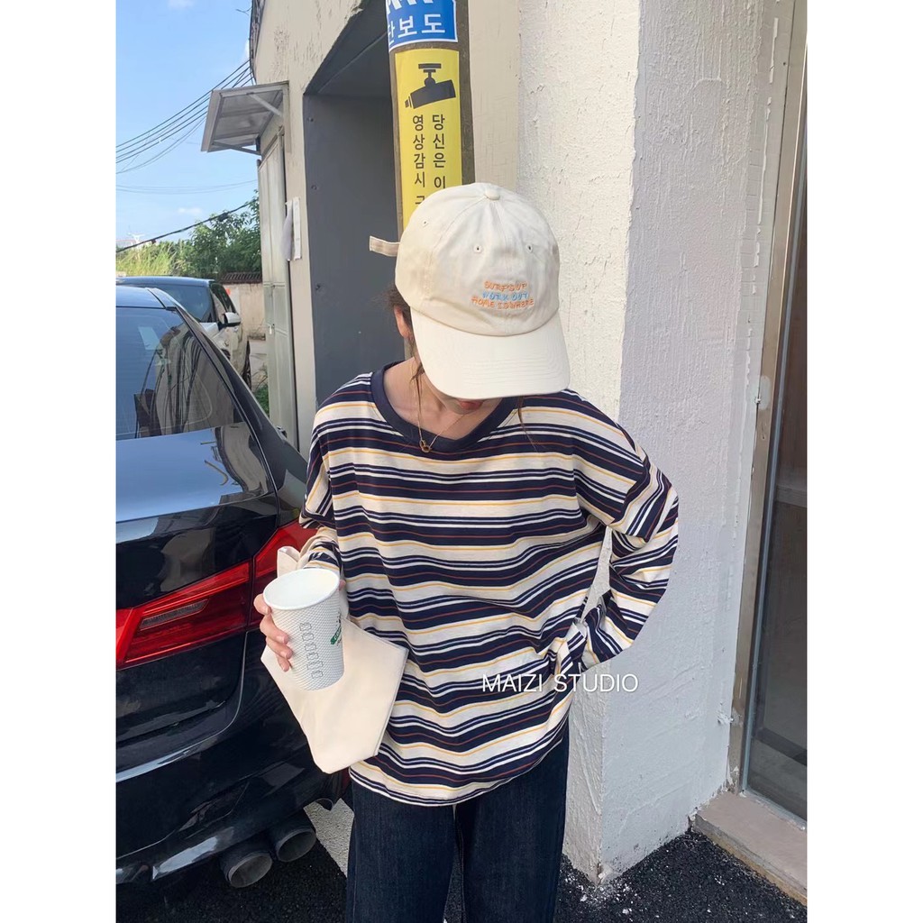 Áo thun kẻ ngang Maizi 8005 Ulzzang Hàng Quảng Châu
