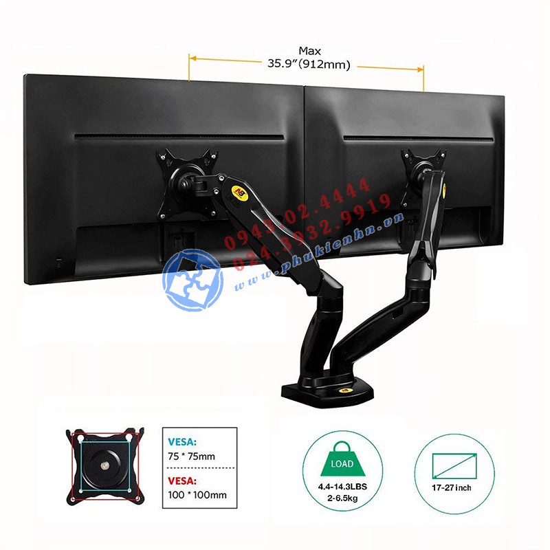 Giá Treo 2 Màn Hình máy tính NB F160 ARM hai màn hình