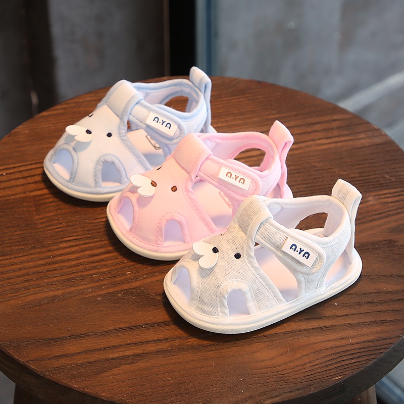 Giày Sandal Vải Đế Mềm Thoáng Khí Chống Trượt Thời Trang Mùa Hè Dành Cho Trẻ 6-12 Tháng Tuổi 0-1 Tuổi