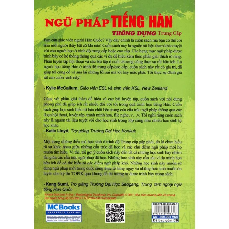 Sách - Ngữ Pháp Tiếng Hàn Thông Dụng (Trung Cấp) - 250k - MCBOOKS