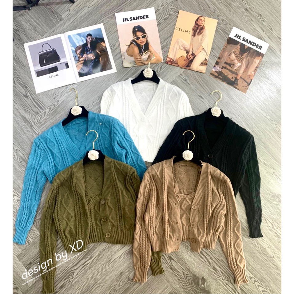 Set áo cardigan len gân thừng áo 2 dây hot hàng QC