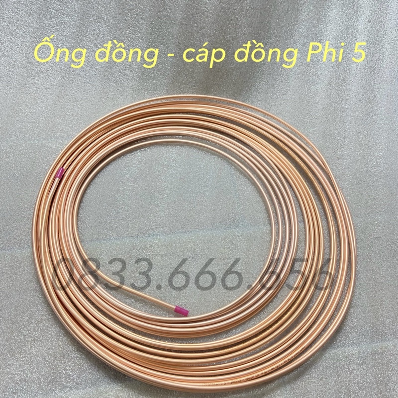 Ống đồng phi 5 dùng cho tủ lạnh - cáp đồng phi 5 đơn vị bán theo mét