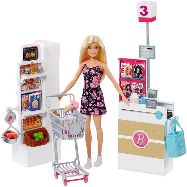 Búp bê Barbie mua sắm tại siêu thị FRP01