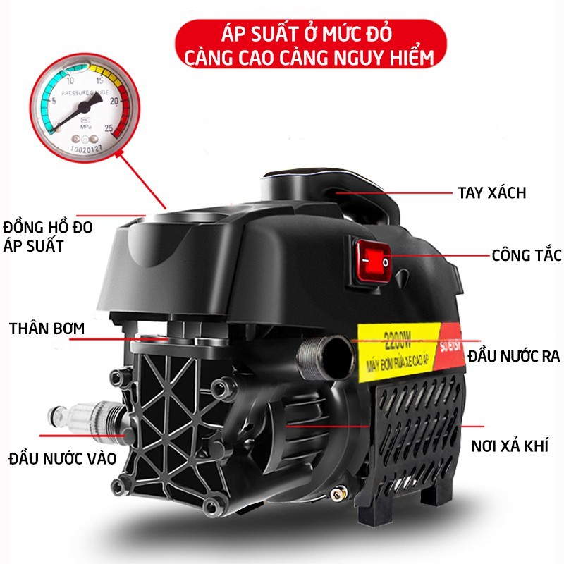 Máy rửa xe gia đình áp lực cao máy xịt rữa xe dễ dàng ống bơm nước 15m, vòi bơm áp lực cao