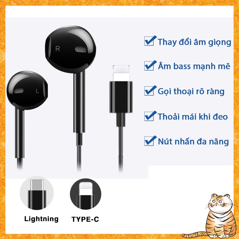 Tai nghe âm bass mạnh mẽ, hai cổng kết nối Lightning, Type-C, thích hợp chơi game, âm thanh tinh tế 888