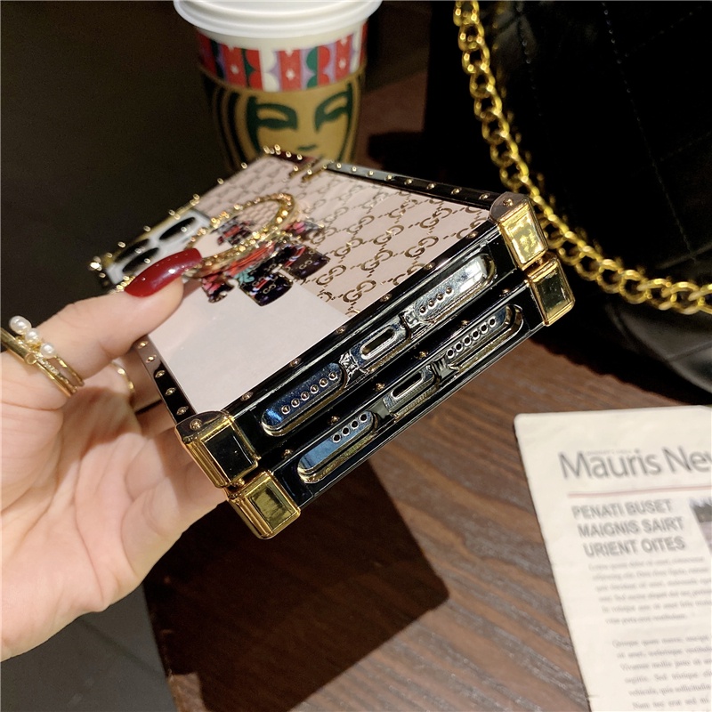 Ốp Điện Thoại Hình Vuông In Hình Gấu Hoạt Hình Cho iphone 15 14 13 12 11 pro max xs max 6s 7 8 plus