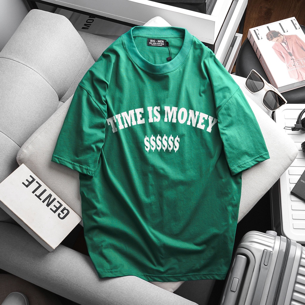 Áo thun nam tay ngắn form unisex chất cotton bigsize từ 70 - 130kg - Time is money