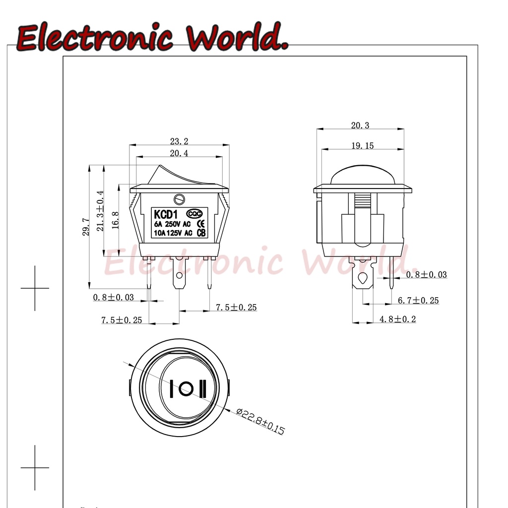 Set 5 Công Tắc Tròn KCD1 Hai Bánh Răng 20MM 4/3/2 Pin