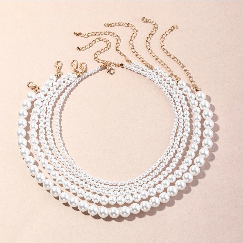 Vòng Cổ Choker Đính Ngọc Trai Giả Nhiều Kích Cỡ Thanh Lịch Cho Nữ