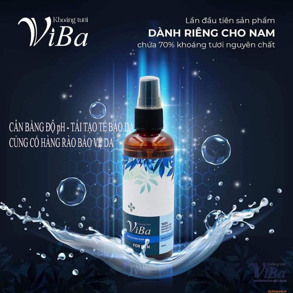 XỊT KHOÁNG VIBA DÀNH RIÊNG CHO NAM GIỚI - Cấp ẩm, dưỡng da, cân bằng PH phục hồi tổn thương da