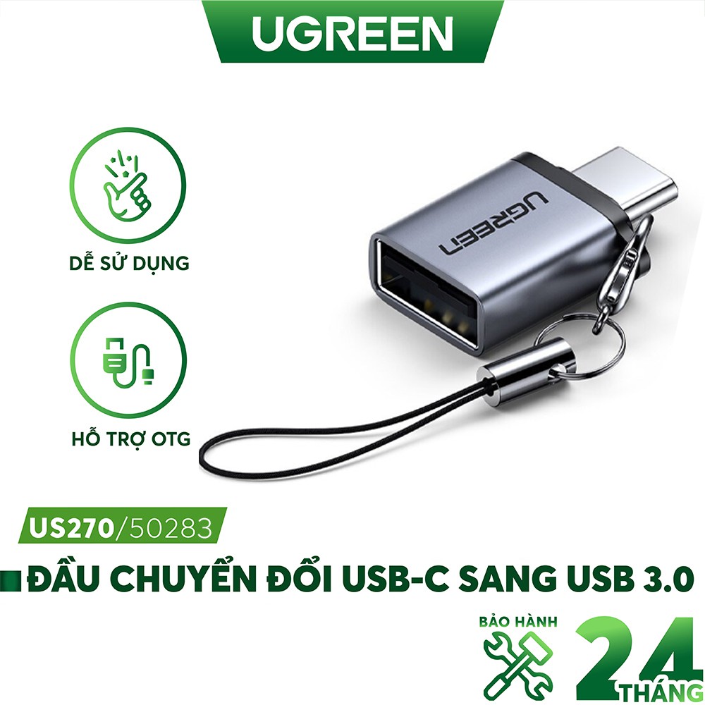 Đầu chuyển đổi UGREEN US270 cổng USB 3.0 sang type C đực