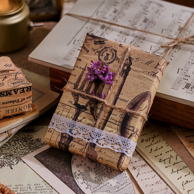 Set 30 Tờ Giấy Làm Phông Nền Trang Trí Sổ Tay Diy Phong Cách Retro