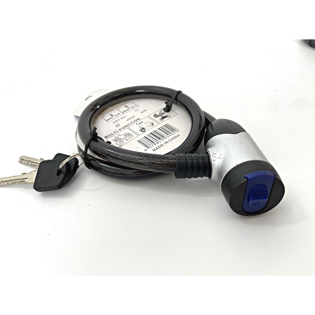 Dây khóa xe đạp, khoá xe máy chống trộm ZX1231 12x650mm và 15x800mm chìa điện tử