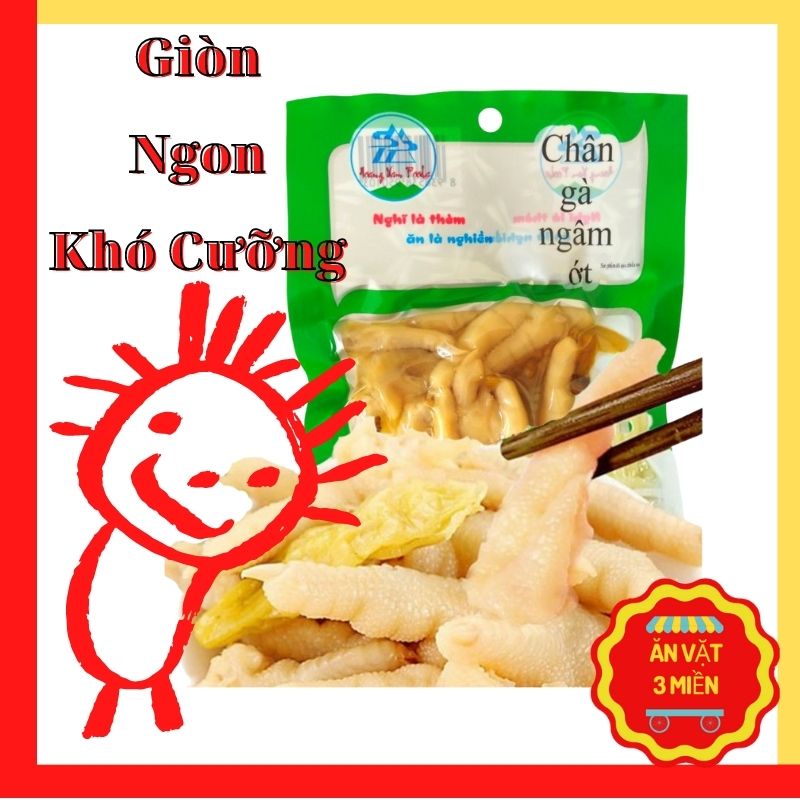 Chân gà ngâm ớt vị chua cay, Chân gà chua cay Hoàng Nam Food, mềm, giòn, chua, cay, đặc sản Lào Cai gói 80gr | BigBuy360 - bigbuy360.vn