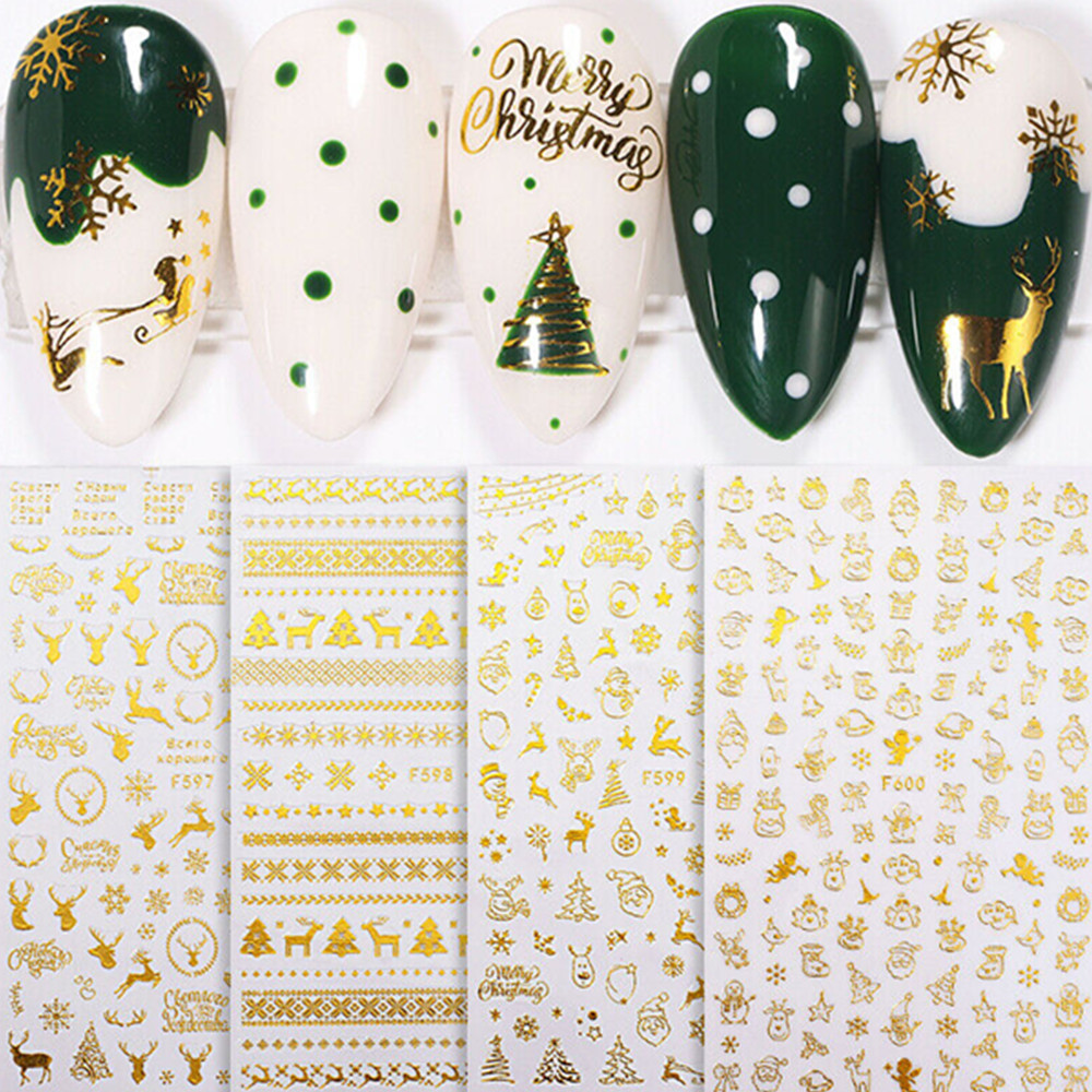 Stickers dán trang trí móng tay chủ đề Giáng sinh 3D đáng yêu