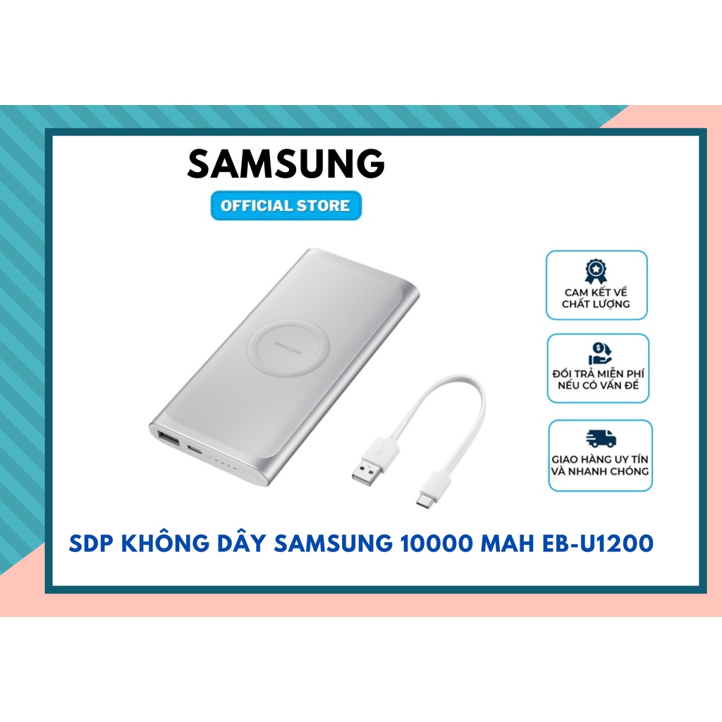 Sạc dự phòng không dây Chính Hãng samsung 10000 mAh EB-U1200, Fullbox, nguyên seal, bảo hành chính hãng-thegioisilevip