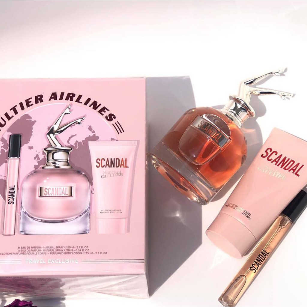 Auth - Set nước hoa Jean Paul Gaultier Scandal Travel Exclusive EDP for Women (NH 80ml + NH 10ml + Lotion 75ml) | Thế Giới Skin Care