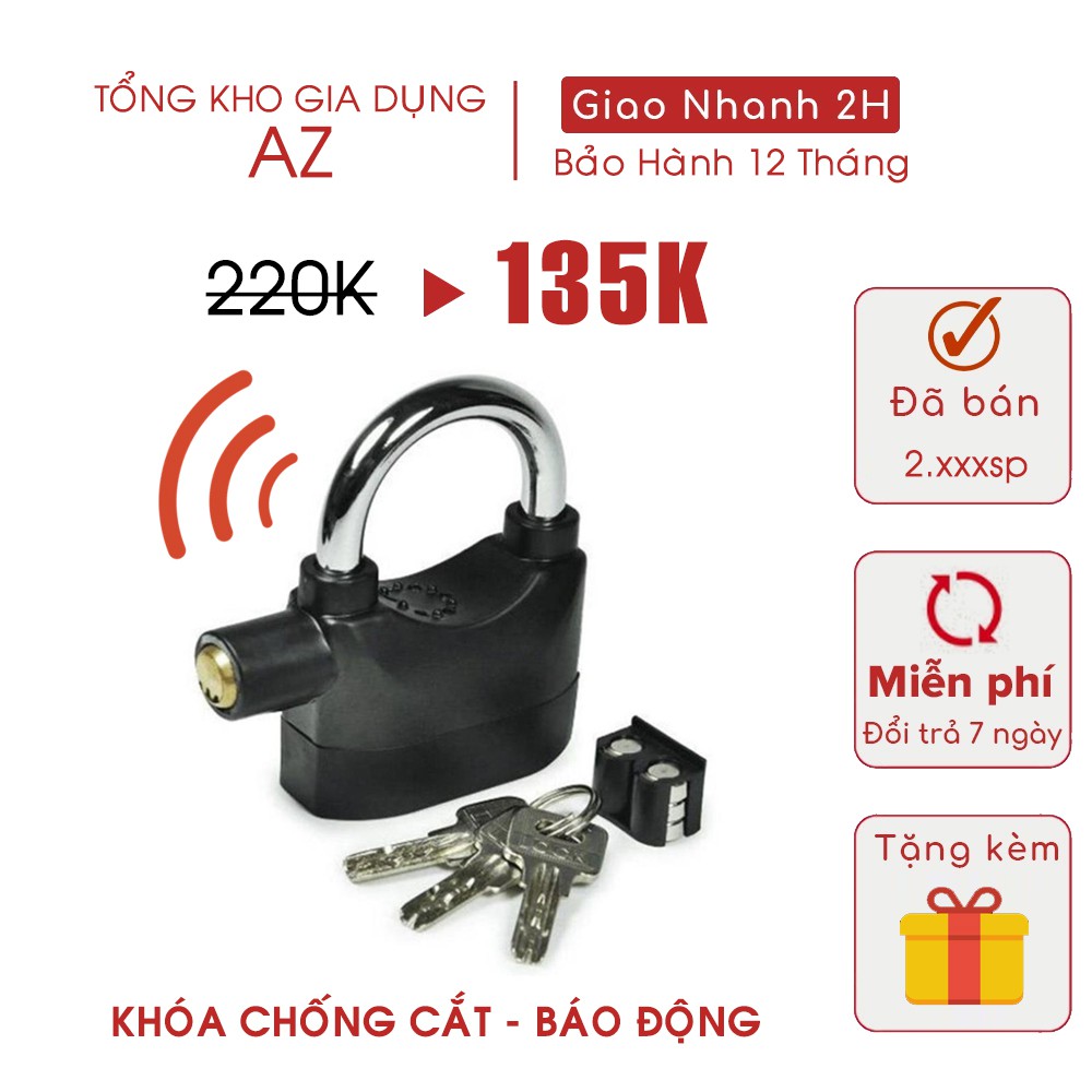 Khóa Chống Trộm Xe Máy Thông Minh Có Còi Báo Động, Ổ Khóa Chống Trộm Thế Hệ Mới Alarm Lock Nhỏ Gọn Tặng Kèm Pin Thay Thế