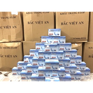 Khẩu trang y tế kháng khuẩn 4 lớp hộp 50 chiếc Bắc Việt An (hàng xuất xưởng)