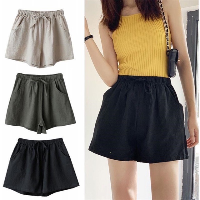 Quần short nữ ống rộng vải đũi cao cấp MIUMIU FASHION , quần đùi nữ đẹp chất đũi [ Quần sooc nữ ống rộng]