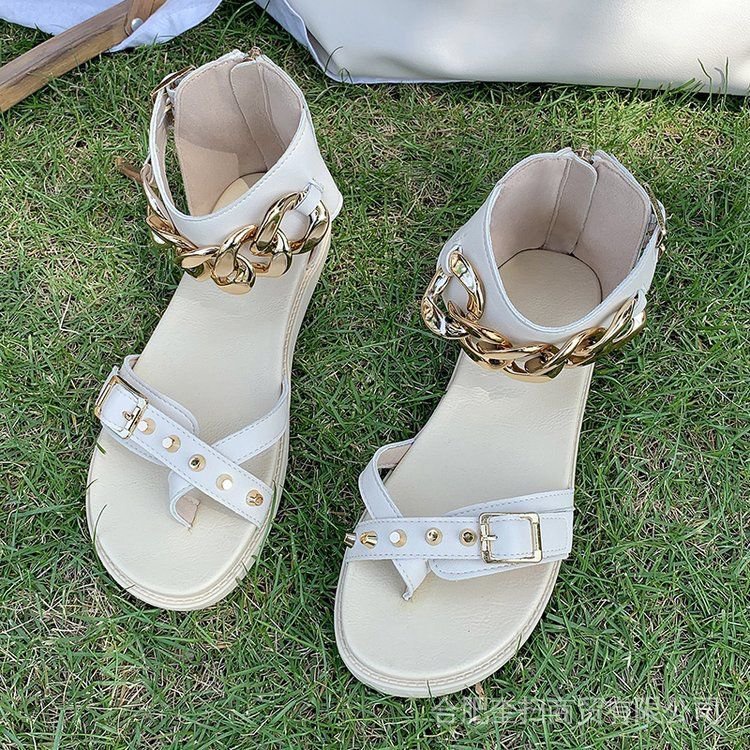 Giày Sandal Mùa Hè 2022 Đế Bằng Phong Cách La Mã Thời Trang Dễ Phối Đồ Cho Nữ