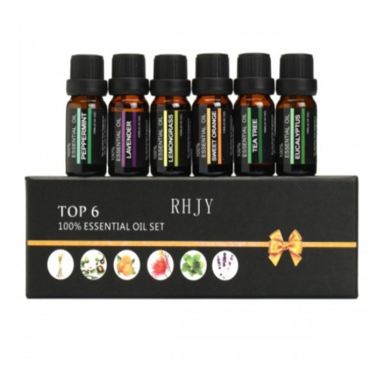 Bộ 6 chai tinh dầu cao cấp nguyên liệu thiên nhiên Pure Essential Oil