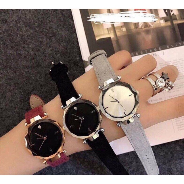 ĐỒNG HỒ NỮ DÂY DA MẶT VÁT CẠNH HN.WATCH DÂY DA LỘN KIM CƯƠNG SIÊU HOT