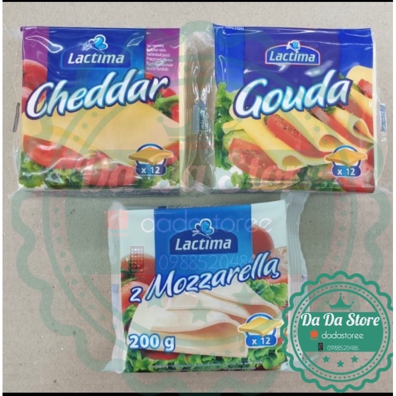 LACTIMA PHÔ MAI LÁT CHEDDAR/GOUDA/MOZZARELLA 200G (12 LÁT)