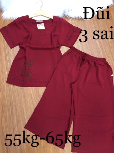 Đồ bộ đũi lửng ống rộng trung niên