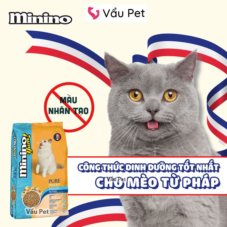 Hạt cho mèo Minino Yum 350g - Thức ăn cho mèo con, mèo lớn, đồ ăn cho mèo Vẩu Pet Shop