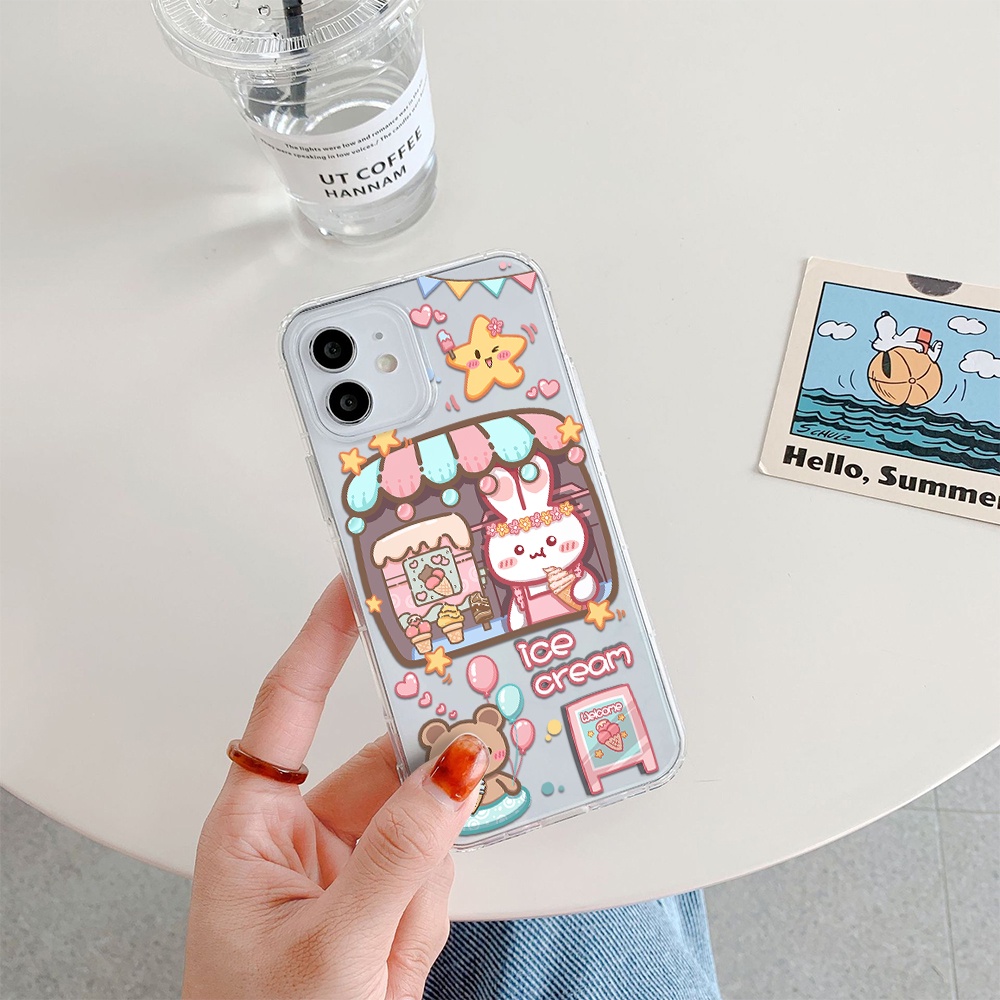 Ốp Điện Thoại Tpu Mềm In Hình Gấu / Thỏ Dễ Thương Cho iPhone 11 12 13 pro max XS X XR XSMax 7 8 6 6s plus SE 2020