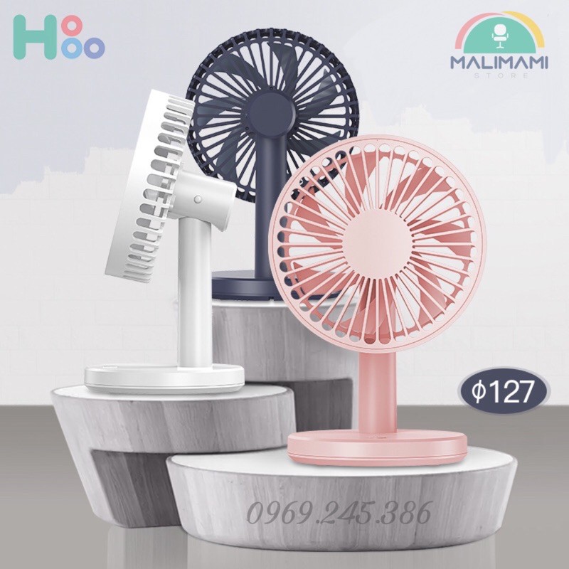 Quạt Mini HoHoo Để bàn Làm Việc, Sạc Tích Điện, Kích Thước - FAN001