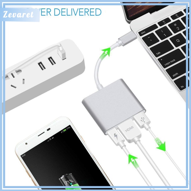 Bộ Chuyển Đổi USB Type C HDMI 4K Sang USB 3.0 Và Cổng Sạc 3.1 Cho Retina MacBook